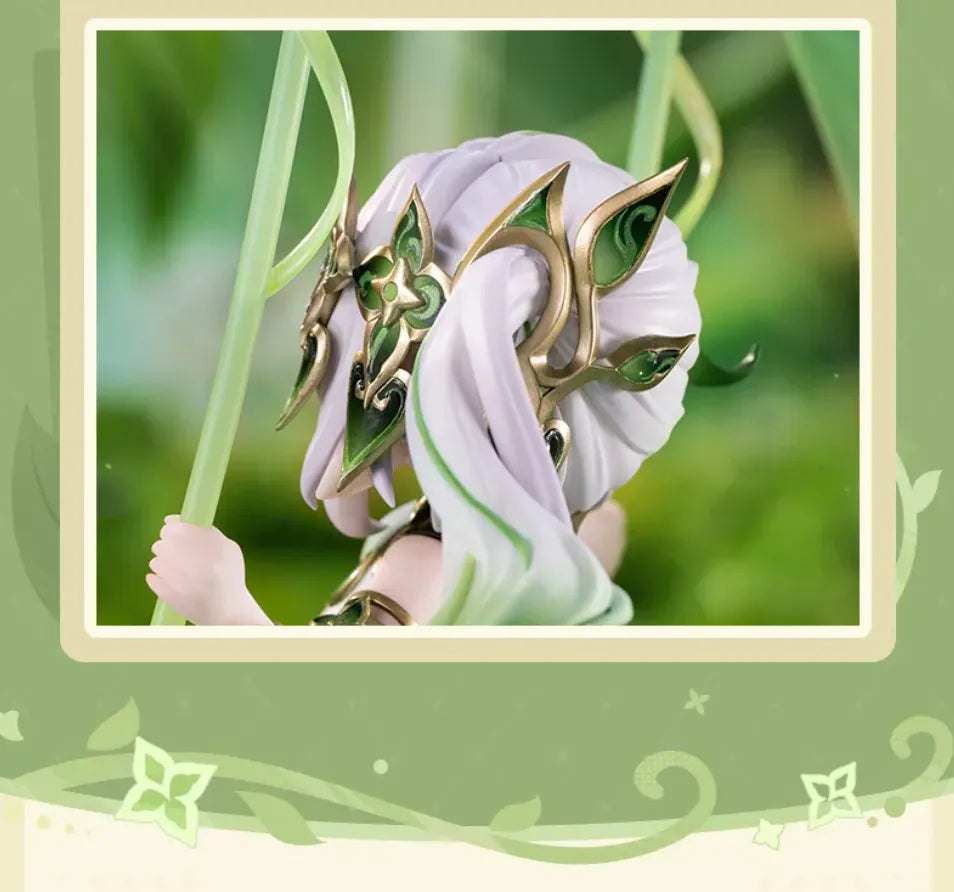 Nahida figure flowing hair and outfit details shown from the back