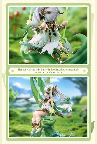 Nahida seated on the botanical swing with detailed leg accessories