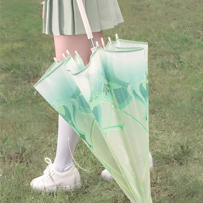Genshin Impact Nahida themed umbrella semi transparent canopy floral pattern detail