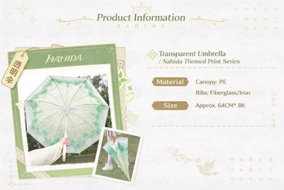 Genshin Impact Nahida umbrella size detail approx 64cm canopy diameter 8 rib structure