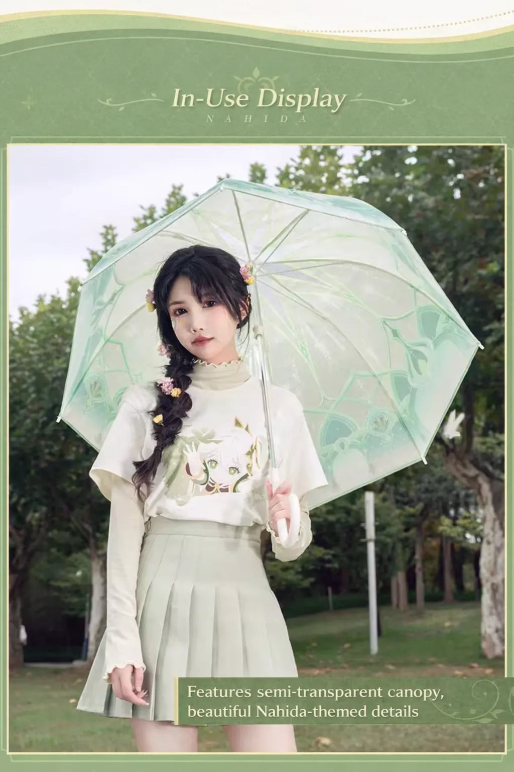Genshin Impact Nahida umbrella full view and folded view structure comparison