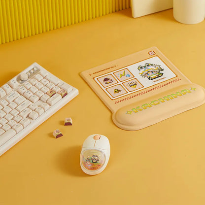 Genshin Impact Natlan Pixel Series Kachina desk accessories collection with retro pixel themed gaming setup