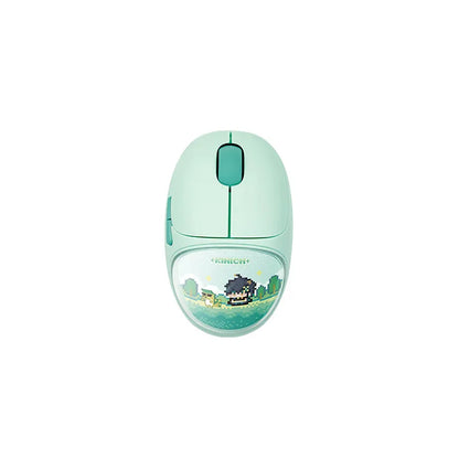Genshin Impact Kinich wireless mouse featuring Natlan pixel series artwork and retro gaming themed design