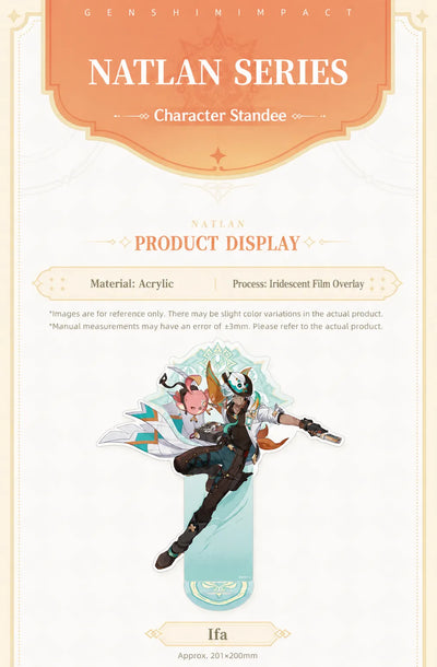 Genshin Natlan Series acrylic standee product display with iridescent film finish details