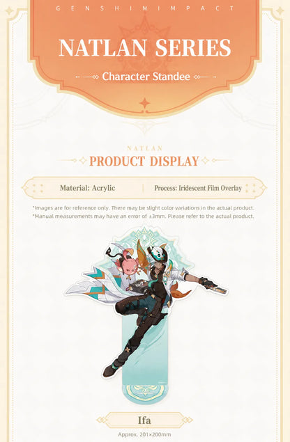 Genshin Natlan Series acrylic standee product display with iridescent film finish details