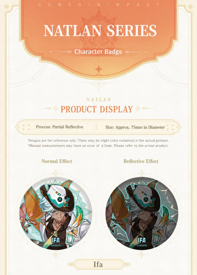 Genshin Impact Natlan Series character badges showing normal and reflective effect comparison