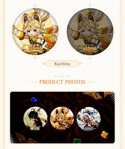 Genshin Impact Natlan Series character badge size and reflective finish detail showcase