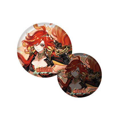 Mavuika character badge from Genshin Impact Natlan Series featuring vibrant reflective character art