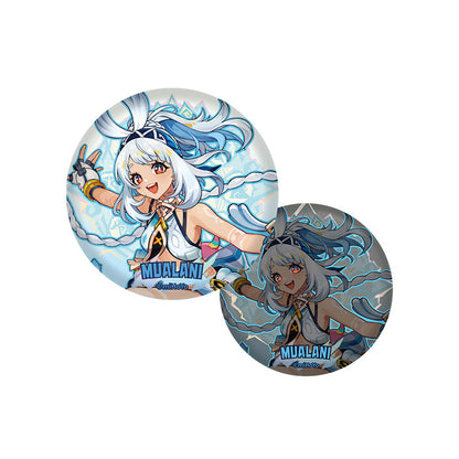 Mualani character badge from Genshin Impact Natlan Series featuring reflective finish collectible pin design