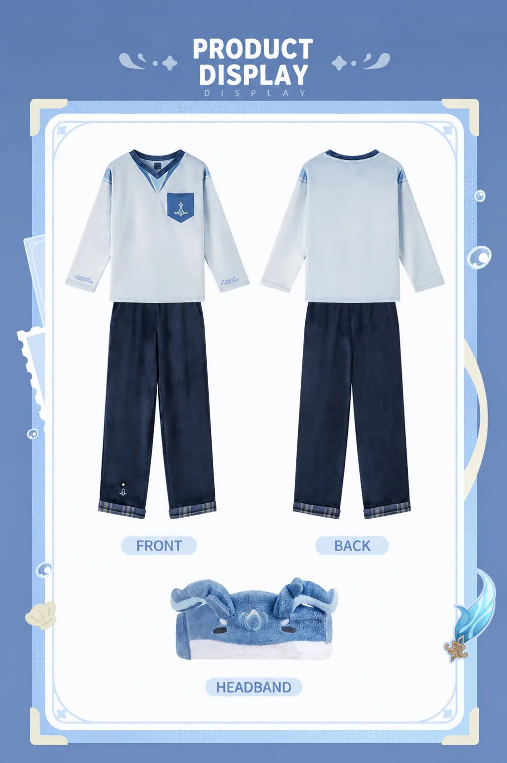 Genshin Impact Neuvillette Home Loungewear Matching Headband