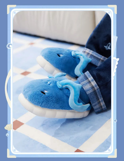 Genshin Impact Neuvillette Plush Home Slippers Flat Display