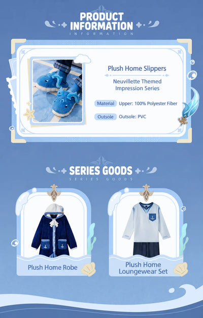 Genshin Impact Neuvillette Plush Home Slippers Product Information