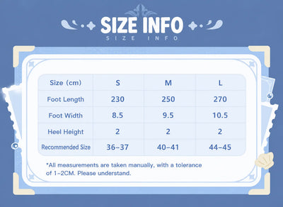 Genshin Impact Neuvillette Plush Home Slippers Size Chart