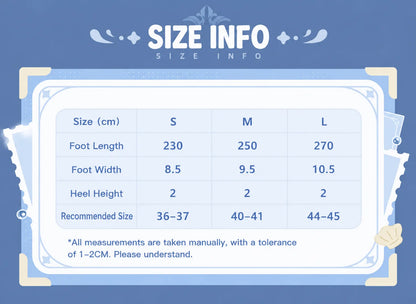 Genshin Impact Neuvillette Plush Home Slippers Size Chart