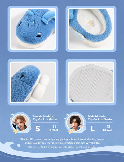 Genshin Impact Neuvillette Plush Home Slippers Size Guide