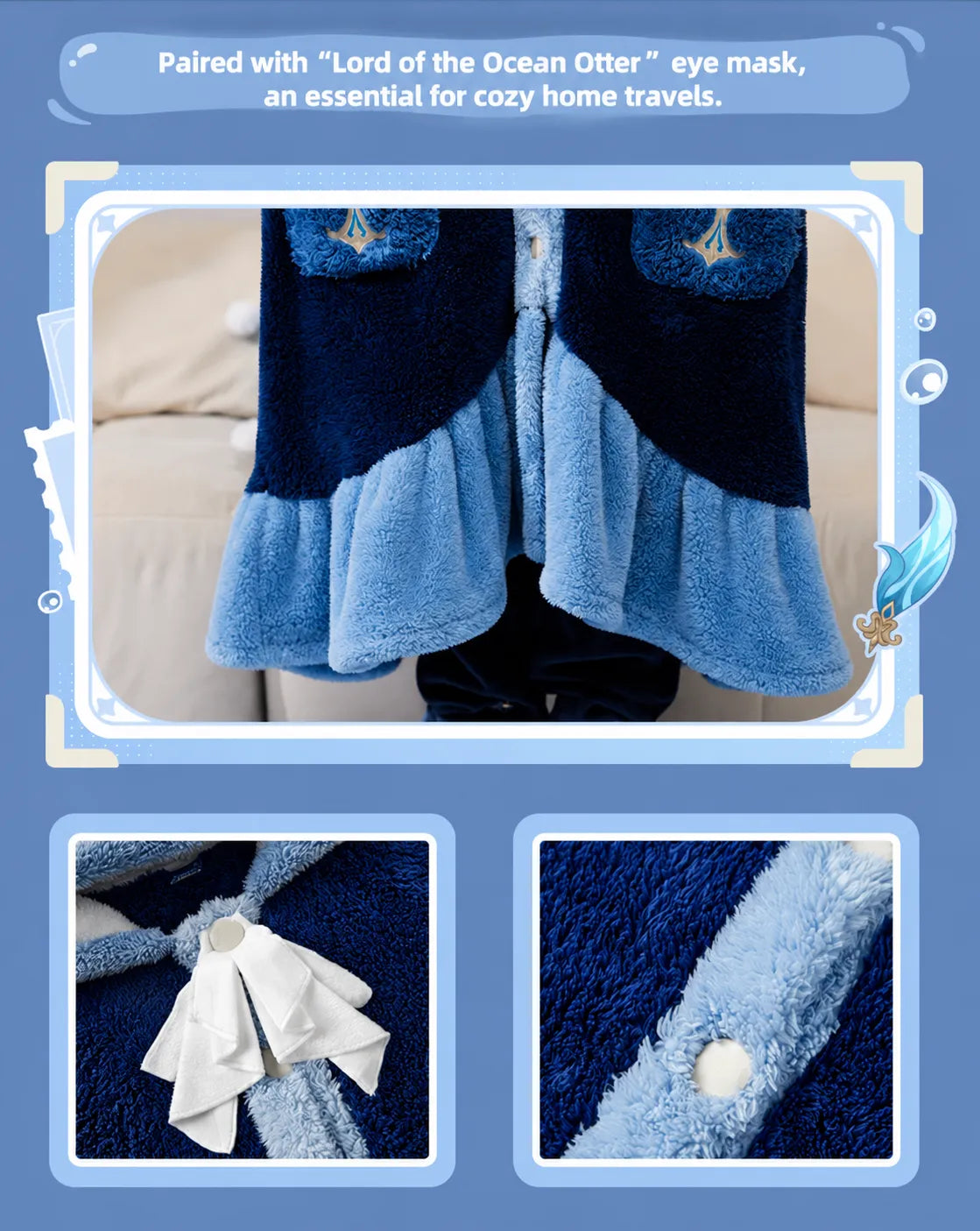 Genshin Neuvillette Themed Impression Series Robe material and feature details with matching eye mask