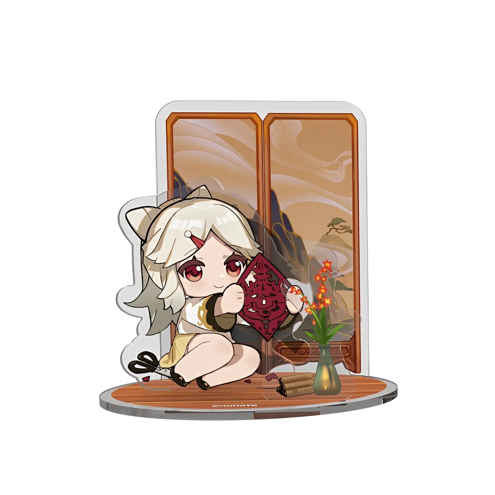 Genshin Impact Ningguang Dreamland Scene chibi acrylic stand featuring Ningguang with decorative background scene collectible display