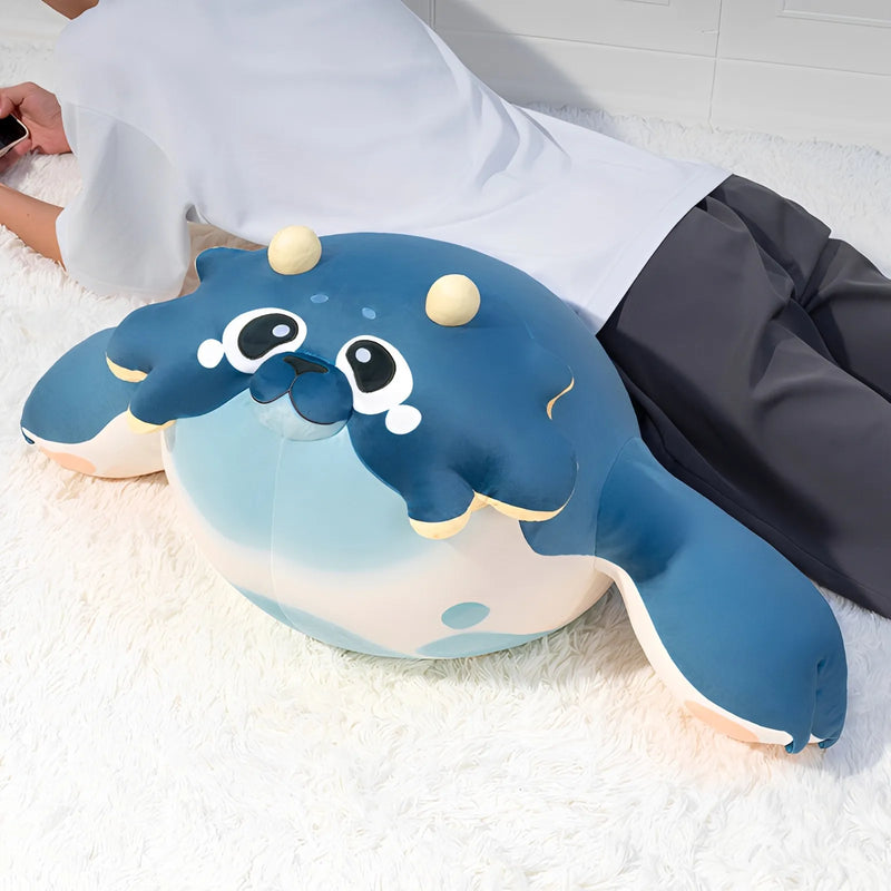 Genshin Impact Ocean Series Blubberbeast plush pillow and keychain lifestyle display