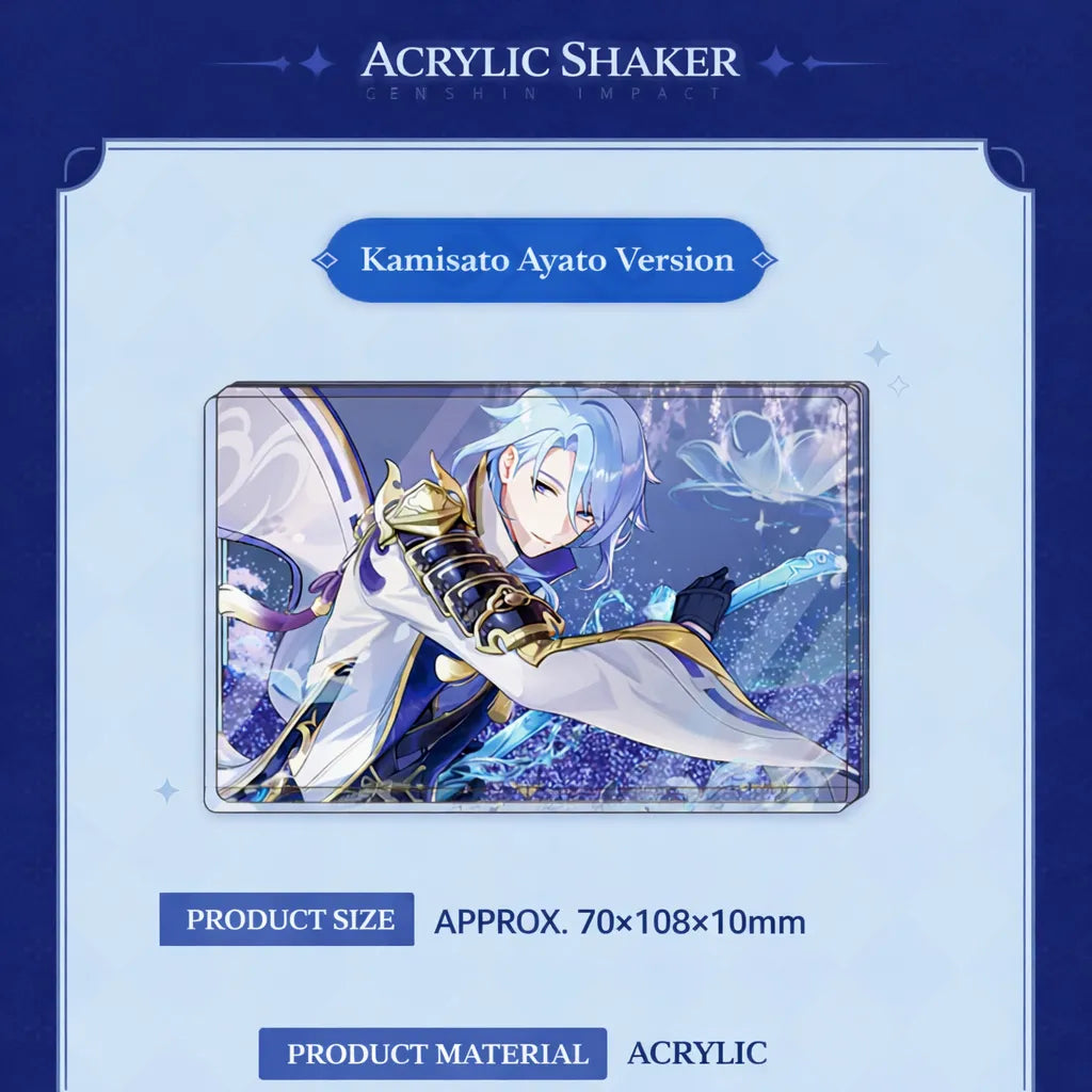 Genshin Impact Kamisato Ayato acrylic shaker detail liquid glitter effect display