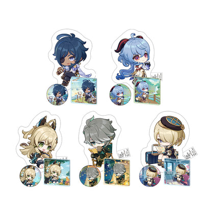 Genshin Impact offline store series chibi merchandise collection featuring Kaeya Ganyu Kirara Alhaitham Freminet