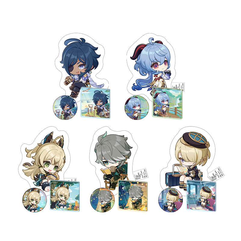 Genshin Impact offline store series chibi merchandise collection featuring Kaeya Ganyu Kirara Alhaitham Freminet