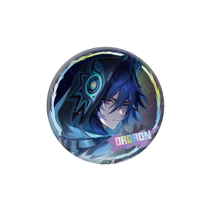 Genshin Impact Ororon character badge with holographic finish and themed artwork