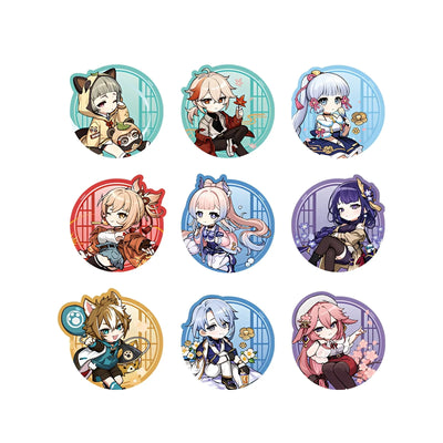 Genshin Impact Outing Series chibi mousepad full character collection featuring Sayu Kazuha Ayaka Ayato Yoimiya Gorou Raiden Shogun Yae Miko Kokomi