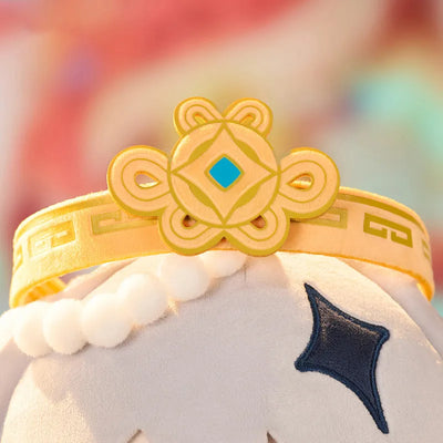Paimon Fortune God Plush Toy with removable glasses and decorative crown