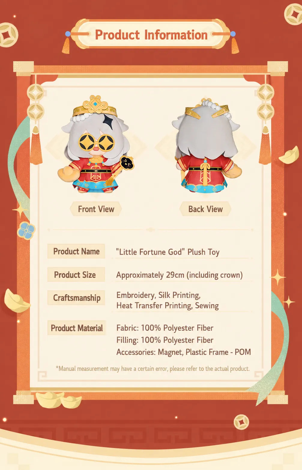 Paimon Plush Toy with internal poseable frame for different display poses