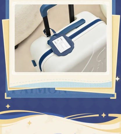 Genshin Impact Paimon Travel Series suitcase featuring embossed Paimon-themed decorative details