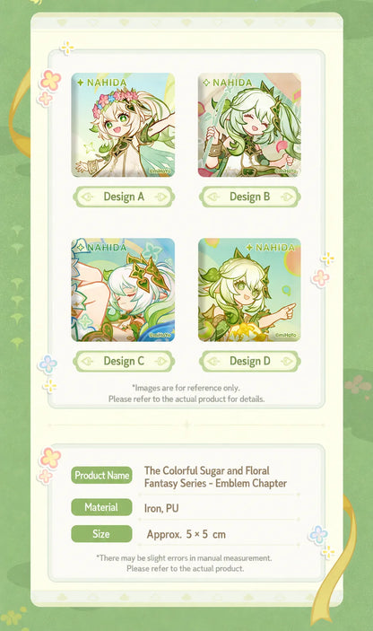 Genshin PET collection card set featuring Nahida and Paimon with dreamy floral candy themed illustrations