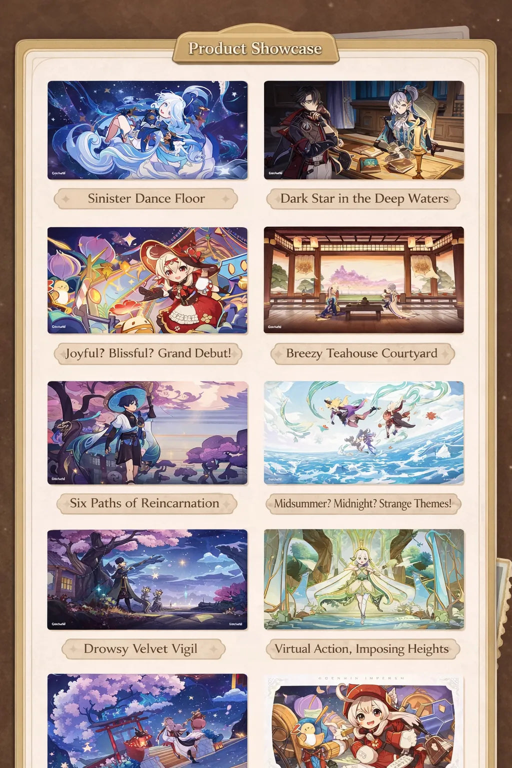 Genshin Impact PET transparent card display example for collection and decoration