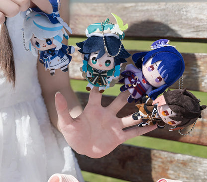 Genshin Impact plush finger puppet keychain Venti Zhongli Raiden Shogun display