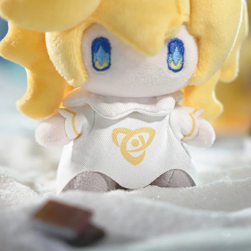 Proto-Human Plush Charm with blonde hair and embroidered blue eyes