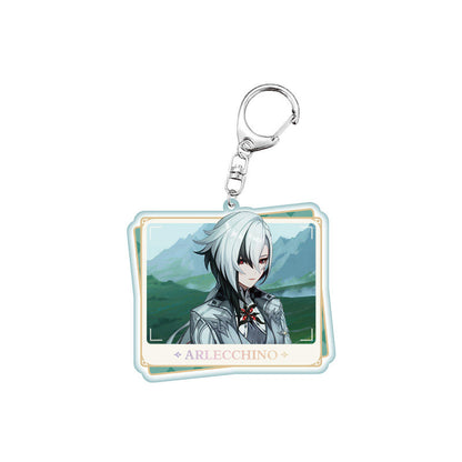 Genshin Impact PV Series acrylic keychain featuring Arlecchino character design