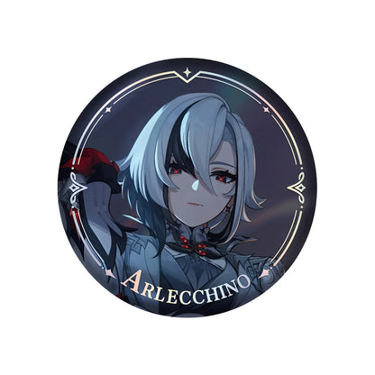 Genshin Impact PV Series badge featuring Arlecchino character design