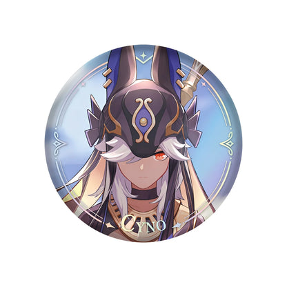 Genshin Impact PV Series badge featuring Cyno character design