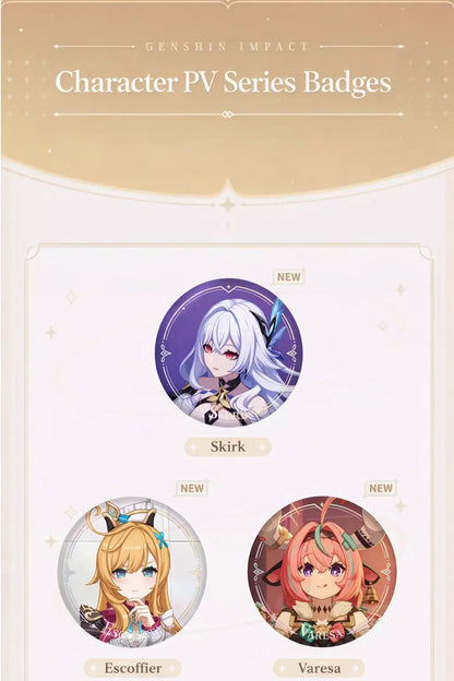 Genshin Impact PV Series badge material detail tinplate finish and smooth surface