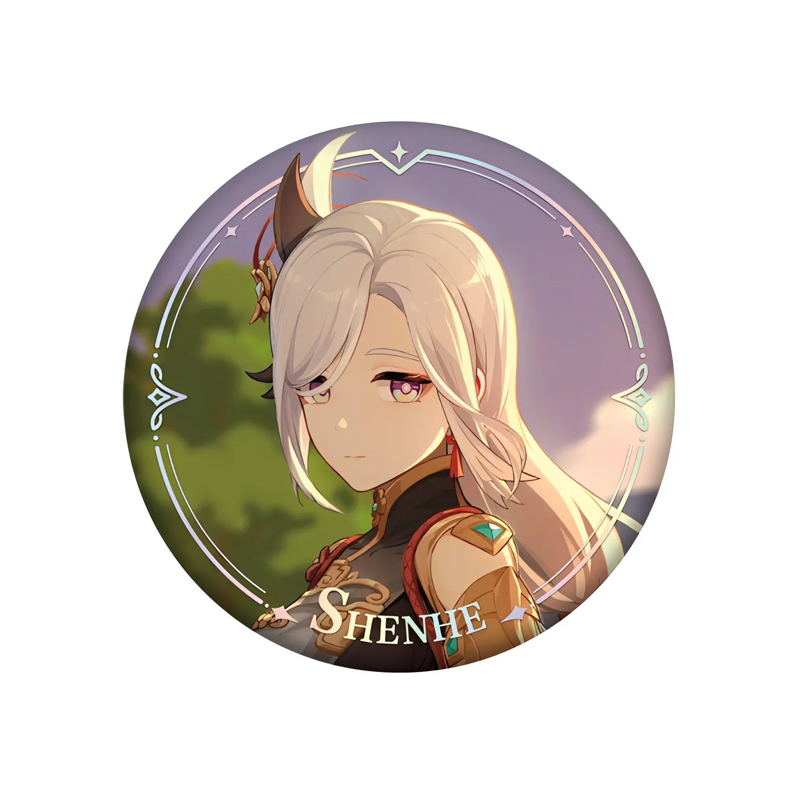 Genshin Impact PV Series badge featuring Shenhe character design