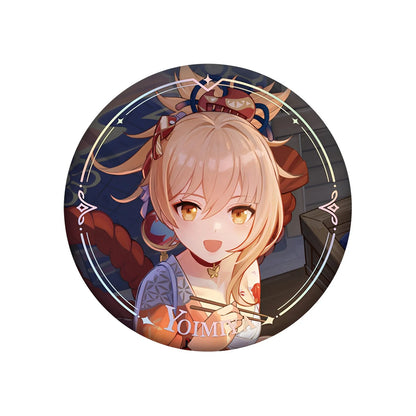 Genshin Impact PV Series badge featuring Yoimiya character design