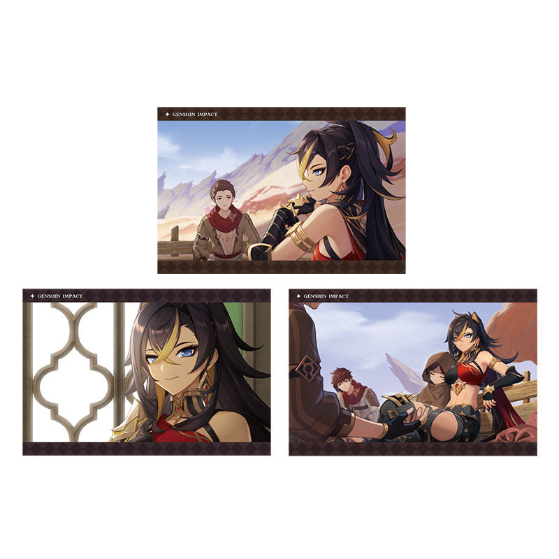 Genshin Impact PV Series photo cards featuring Dehya character artwork