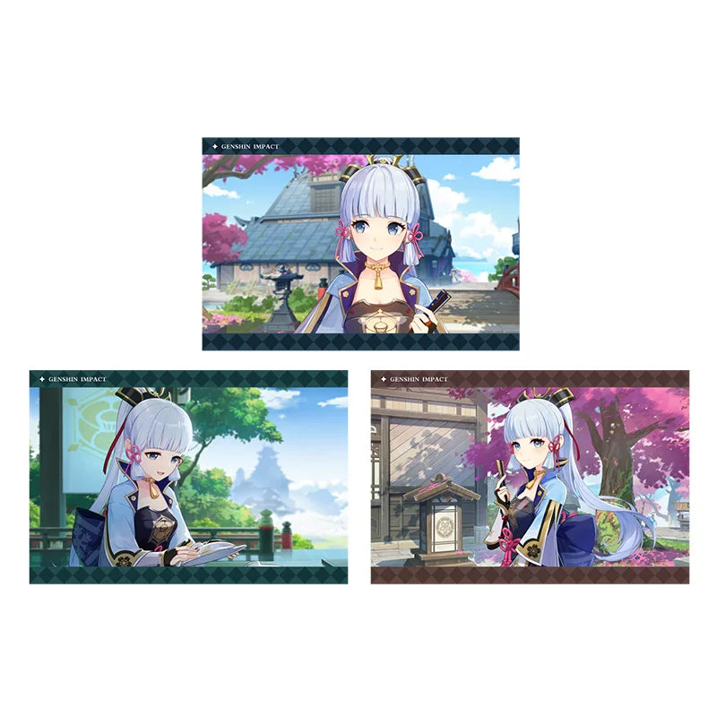 Genshin Impact PV Series photo cards featuring Kamisato Ayaka character artwork