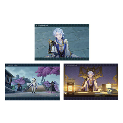 Genshin Impact PV Series photo cards featuring Kamisato Ayato character artwork