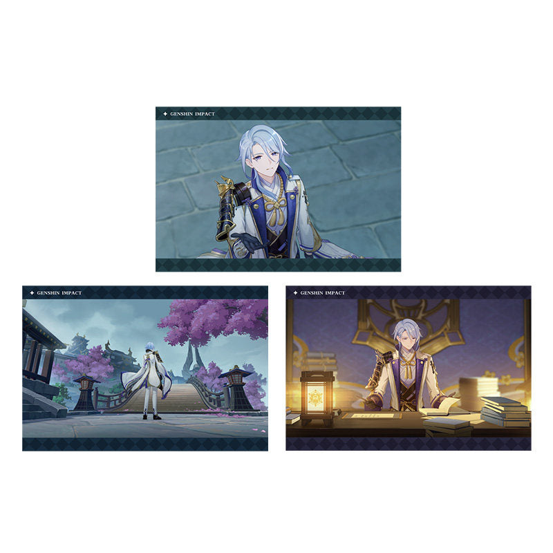 Genshin Impact PV Series photo cards featuring Kamisato Ayato character artwork