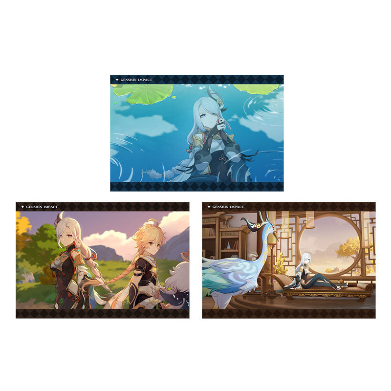 Genshin Impact PV Series photo cards featuring Shenhe character artwork