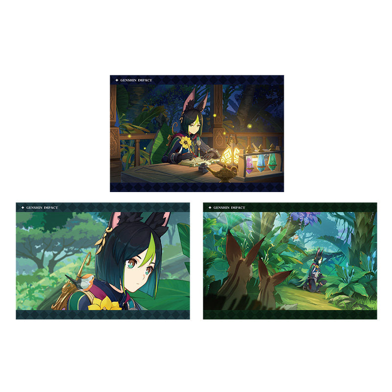 Genshin Impact PV Series photo cards featuring Tighnari character artwork