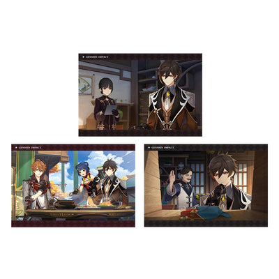 Genshin Impact PV Series photo cards featuring Zhongli character artwork
