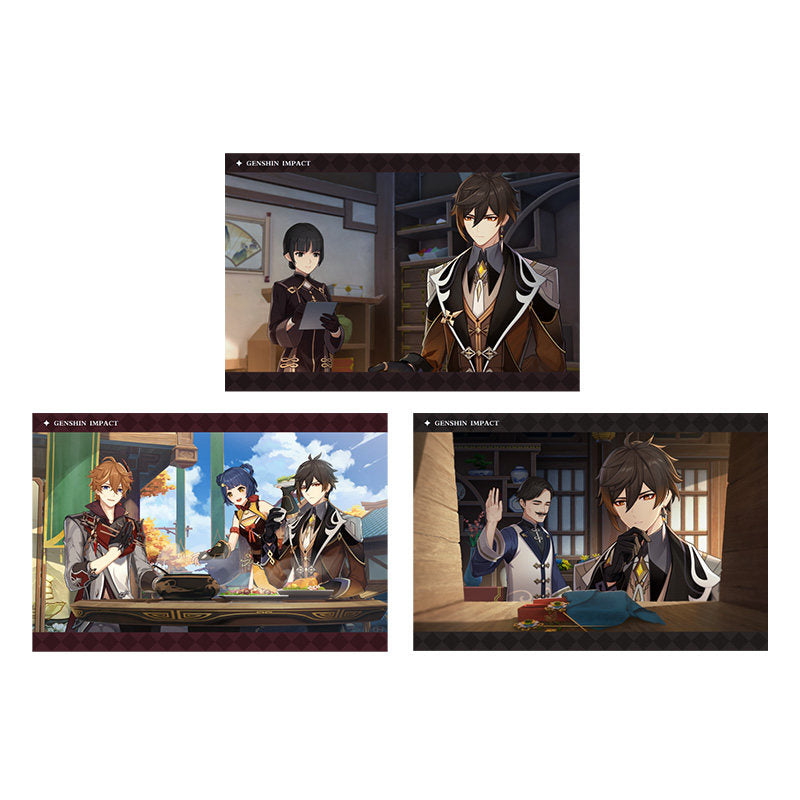 Genshin Impact PV Series photo cards featuring Zhongli character artwork