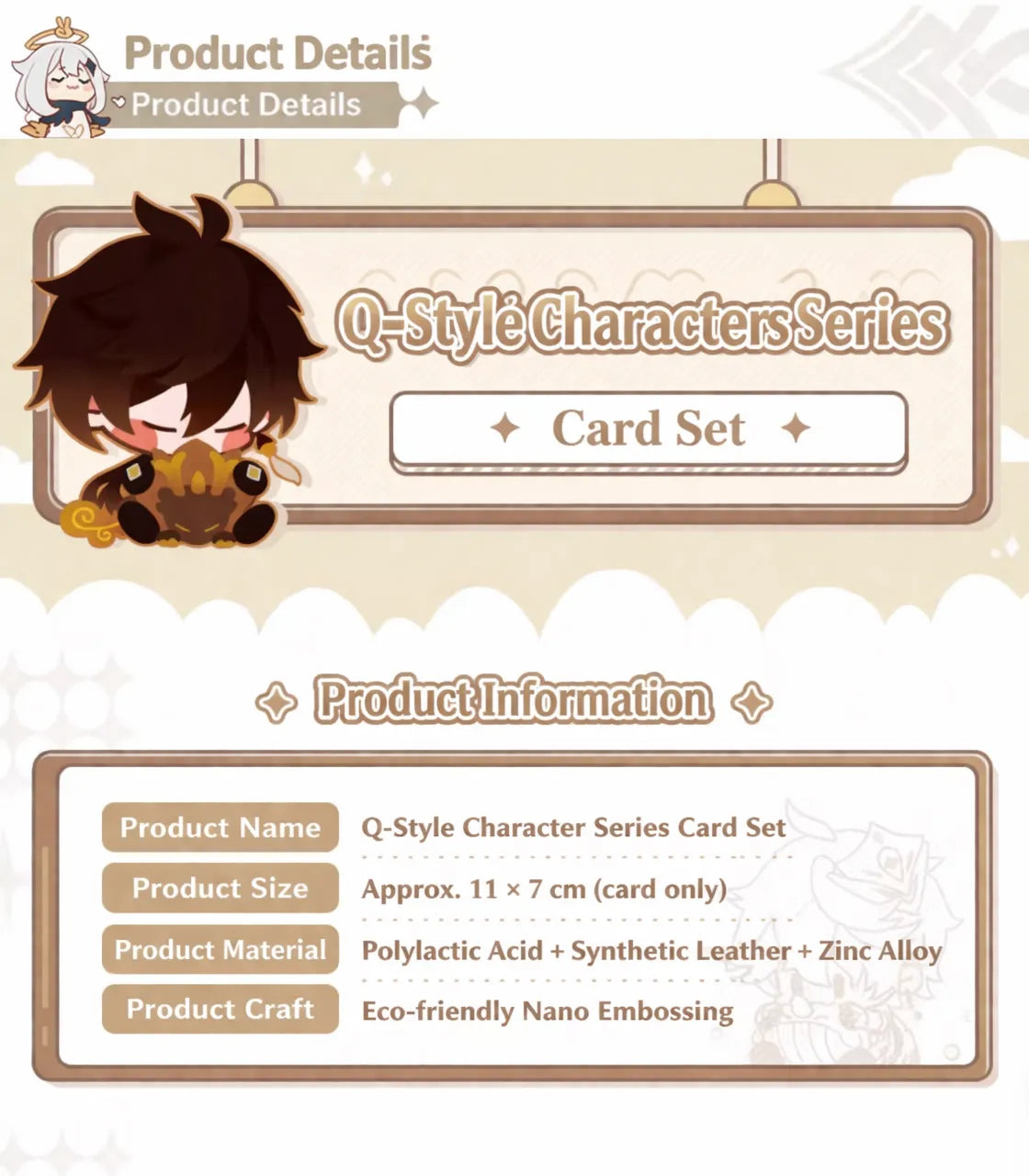 Genshin Impact Q-style character card holder product details size material specifications information chart