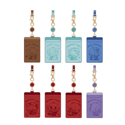 Genshin Impact Q-style character card holder set featuring Zhongli Thoma Fischl group display